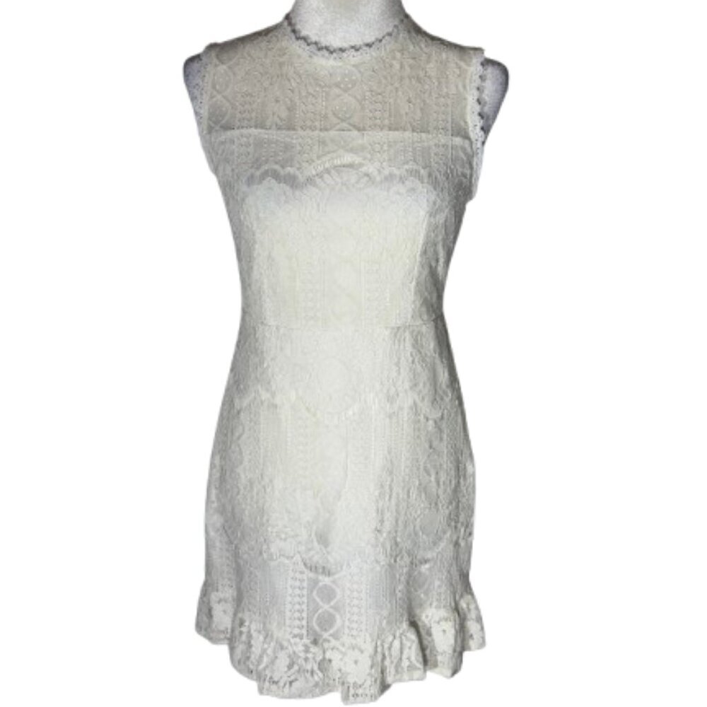 Shein White Lace Sleeveless Dress Size Medium